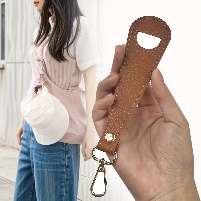 Elegant Pu Leather And Metal Handbag Hook - Sun Hat Storage Clip With Snap Closure, Hands-Free Hat Hanger