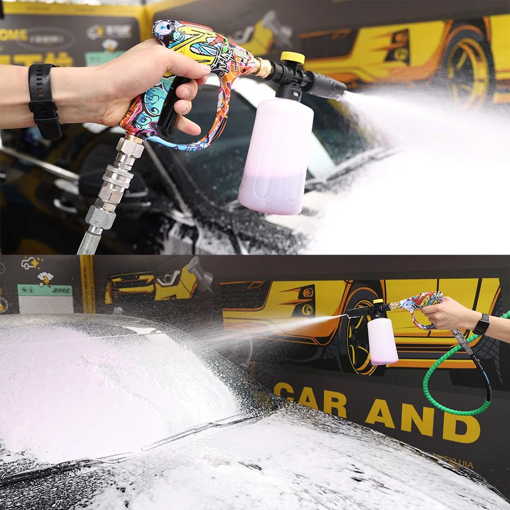 ROUE 1/4 Quick Connection Snowflake Foam Cannon Water Gun For Parkside Karcher Nilfisk Bosch Lavor Elitech Car Cleaning Machine