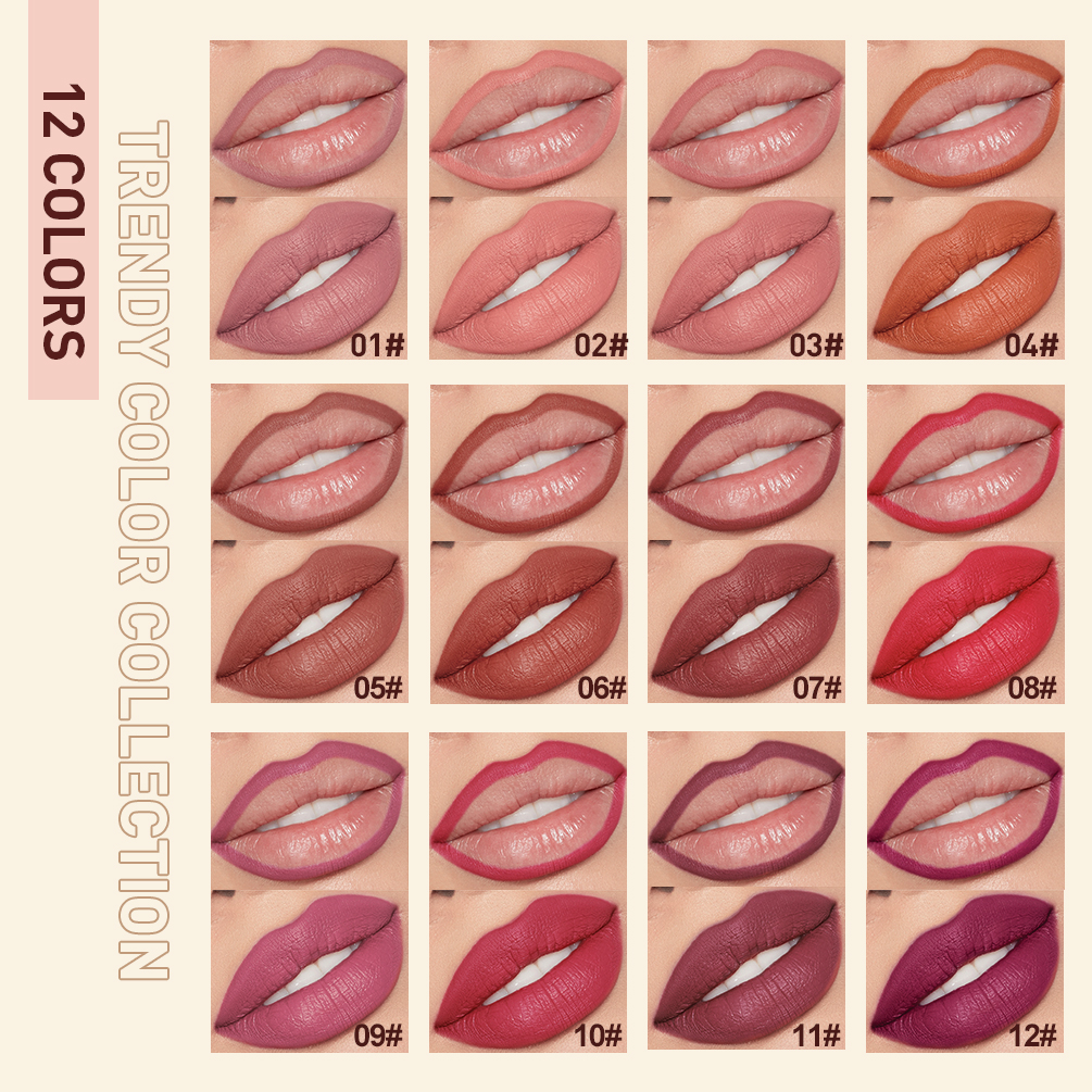 QIBEST 2 uds lápiz labial delineador de labios conjunto mate delineador de labios desnudo lápiz impermeable de larga duración lápiz labial maquillaje de contorno para mujeres