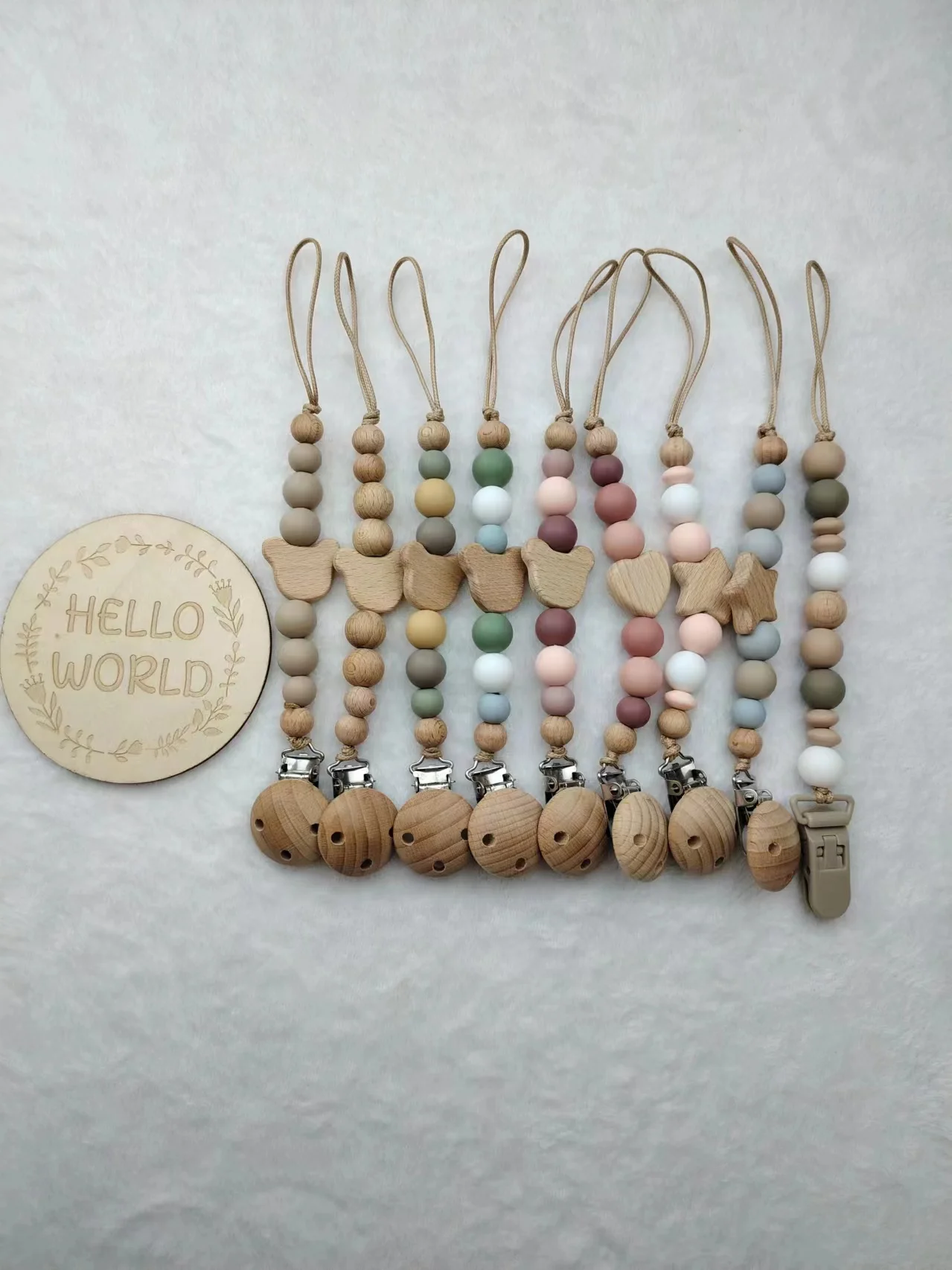 Custom Name Wooden Personalized Baby Pacifier Chain Silicone Bead Dummy Nipple Holder Guard Teether Pendant Newborn Gift Stuff