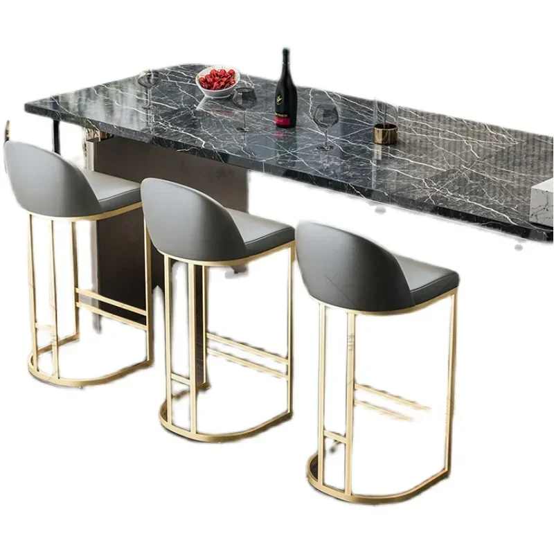 Sedia da bar alta da ufficio minimalista di lusso nordico dorato da pranzo sedia da bar da ufficio ergonomica morbida sedie da barbiere mobili
