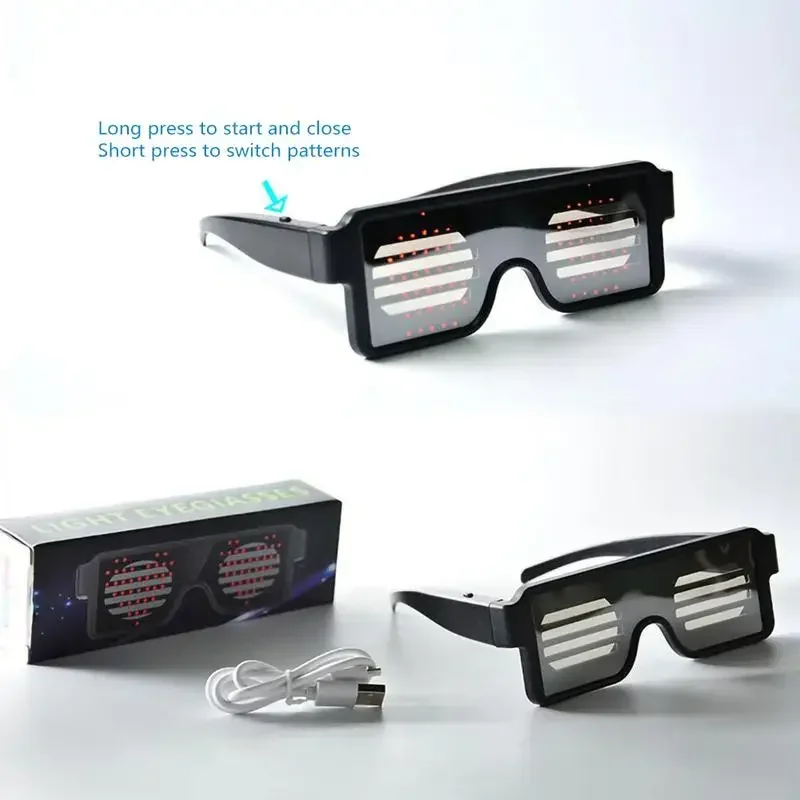 Gafas luminosas LED sin Control por aplicación, gafas de sol luminosas para fiesta, gafas de neón con carga USB, luz intermitente, utilería para fiesta y Carnaval