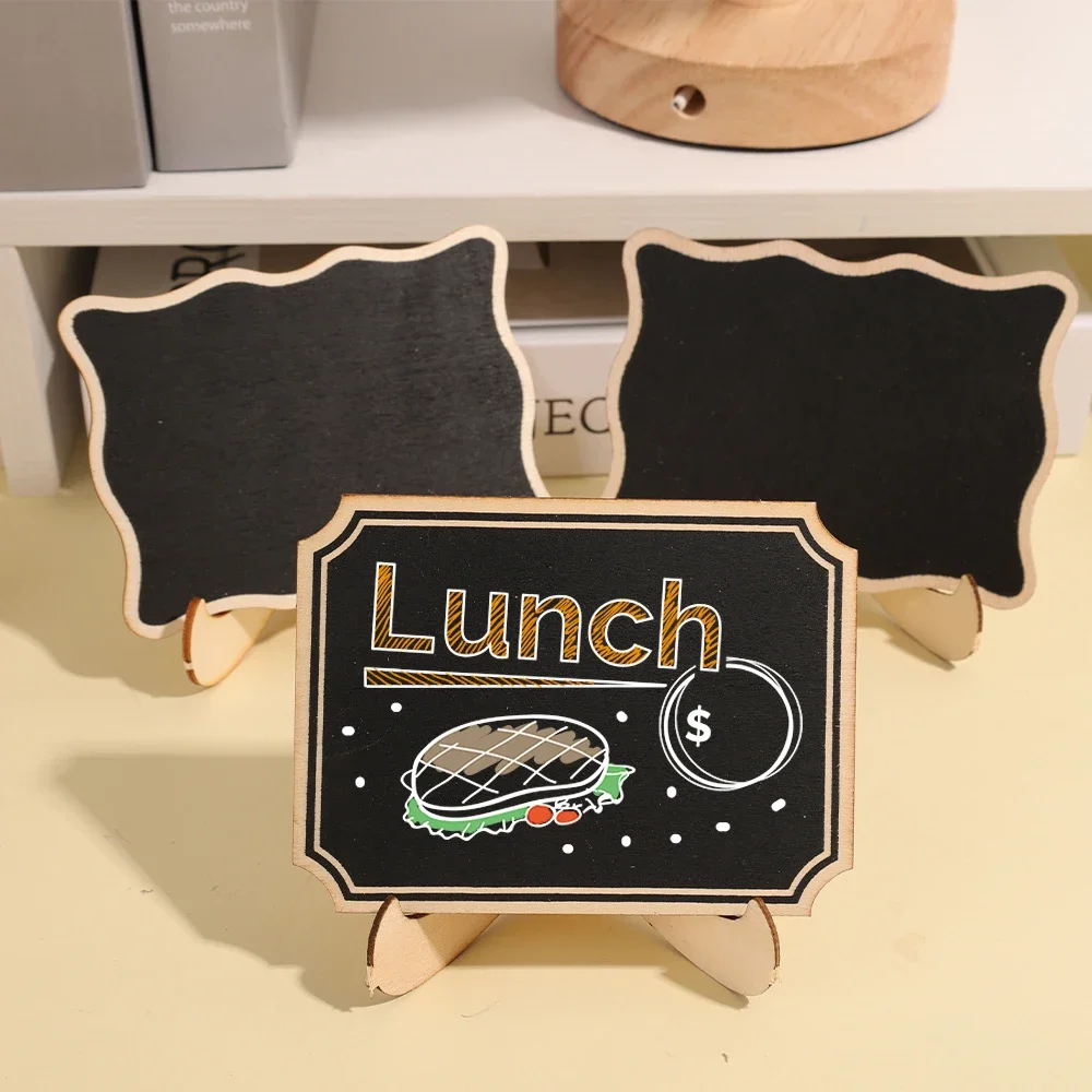 1-10PCS แบบพกพากระดานดําไม้ MINI บอร์ดข้อความป้าย Chalkboard DIY ตกแต่งสําหรับงานแต่งงานวันเกิด PARTY