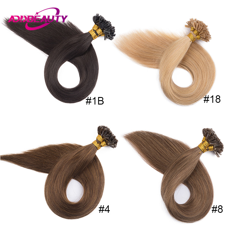 Addbeauty Extensions de cheveux de Fusion humaine U pointe kératine Capsule 100% Remy cheveux humains pointe d'ongle fait à la Machine Extension de cheveux naturel
