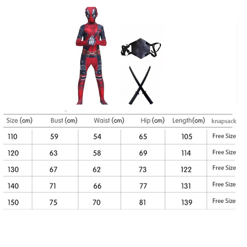 Nuevo personaje de película disfraz de juego de rol superhéroe Deadpool disfraz máscara espada bolsa trajes fiesta de Halloween Cosplay mono estilo 3D