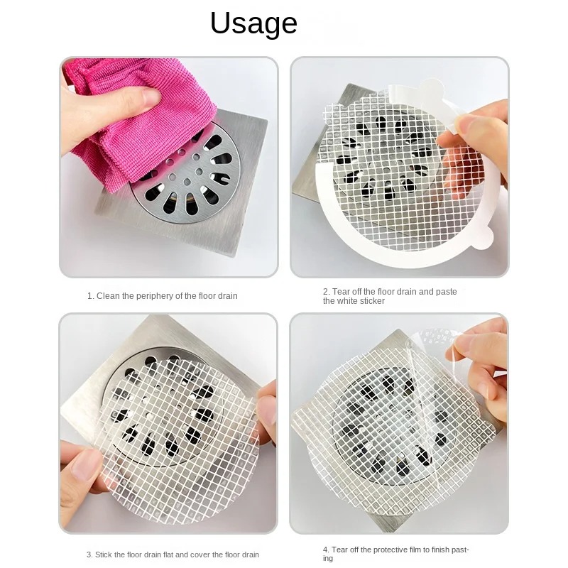 Disposable Anti-blocking Filter Floor Drain Sticker Mesh Hair Catcher Stopper Shower Drain Cover Kitchen Bathroom Sink Blocker