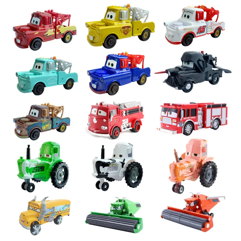 Disney Pixar 2 3 Lighting McQueen Tractor Car Truck Mater Queen 1:55 Metalowy odlew ciśnieniowy Model samochodu Zabawki dla dzieci Prezent świąteczny