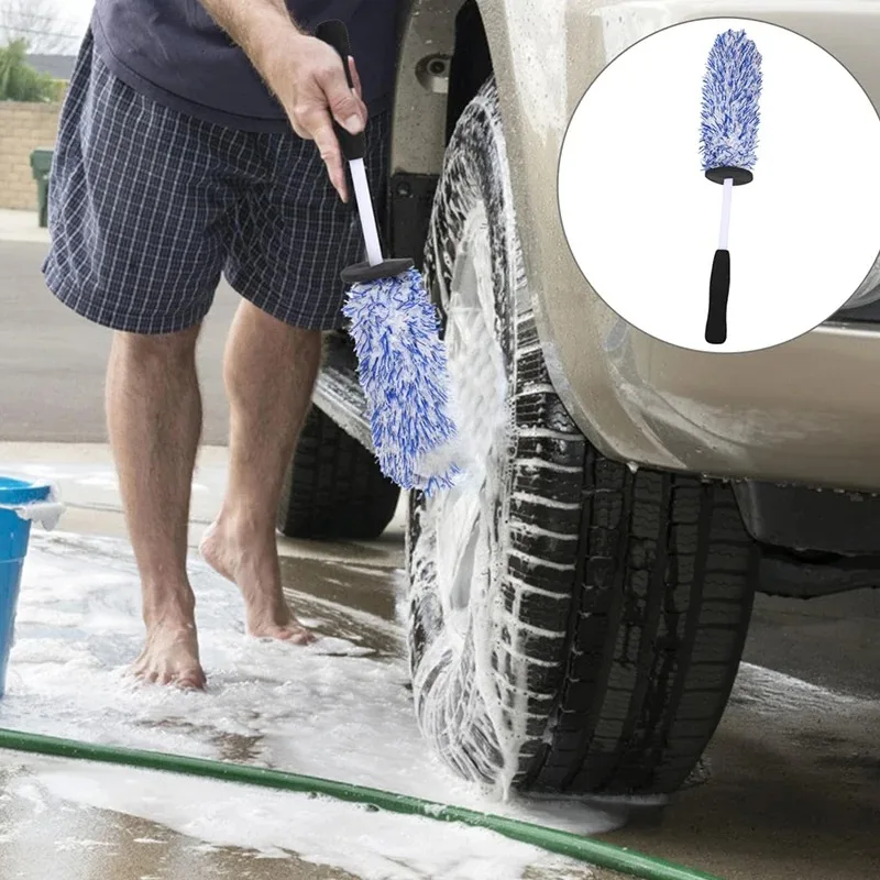 Cepillos para ruedas de coche, cepillos para ruedas de fibra ultrafina, Herramientas de limpieza, neumáticos de coche, llantas, guardabarros, cepillos de limpieza de motor
