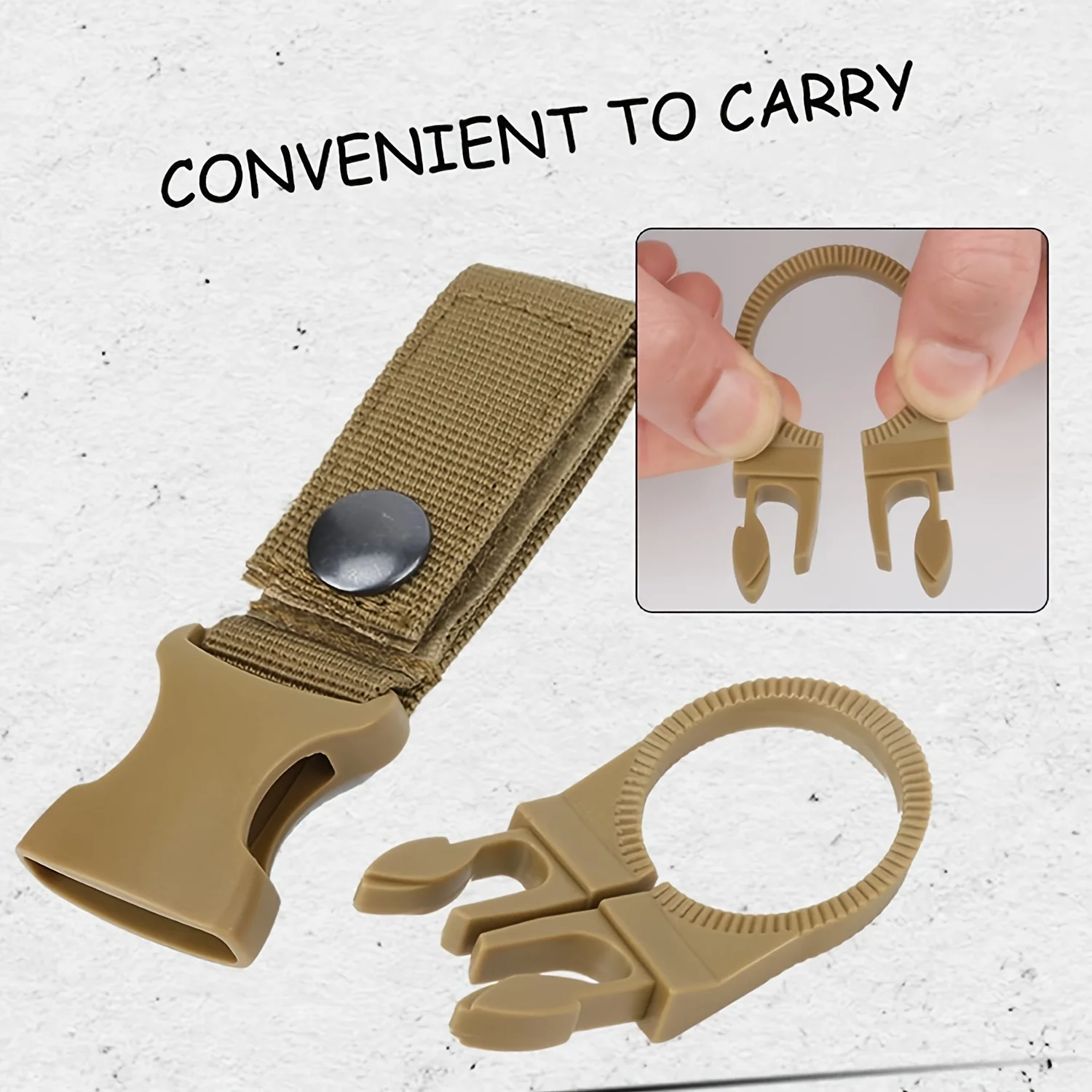 Clip per bottiglia d'acqua con gancio per fibbia in tessuto da 1 confezione - Nylon resistente con fibbia di sicurezza, multicolore opzionale, adatto per il campeggio,