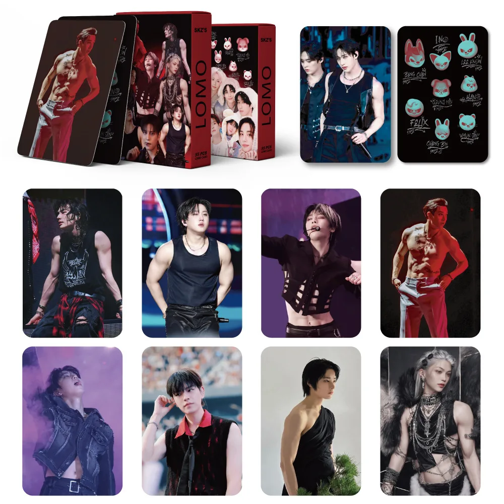 New 55PCS Kpop SKZ Boy Stickers Photocard HOLLOW New Album Korean Star Lomo Cards Photo Print Card Set Fans Collection Postcard