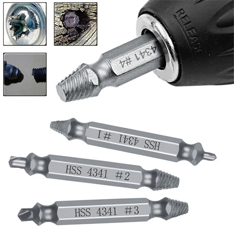 Damaged Screw Extractor Drill Bits Guide Set Broken Speed Out Easy Out Bolt Stud Stripped Screw Remover Tool