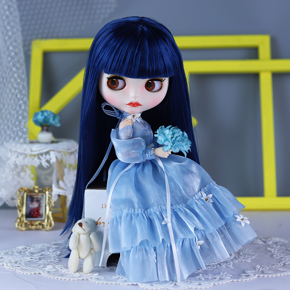 Boneca ICY DBS Blyth BJD Corpo Articulado Pele Branca Conjunto de Cabelo Azul Boneca 1/6 30cm Presente para Menina Anime SD
