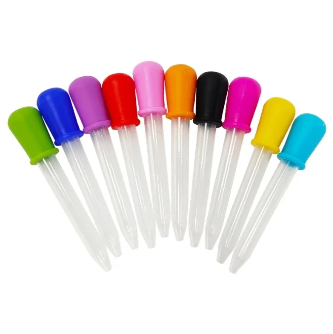 10 Pz/set 5ml Pipetta di Plastica Del Silicone Scuola di Laboratorio Esperimenti Forniture Contagocce Alimentazione Medicina Liquido Occhio Orecchio Pipetta Contagocce
