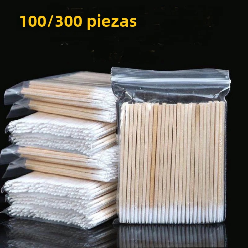 100/300 Uds hisopos de algodón puntiagudos bordados herramienta cosmética femenina limpieza de orejas de nariz lápiz labial cabeza palo Bastonil paño de algodón