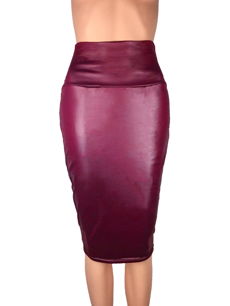 Falda Midi de piel sintética mate para mujer, faldas largas ajustadas de cintura alta, falda de tubo Vintage para oficina, fiesta y Club