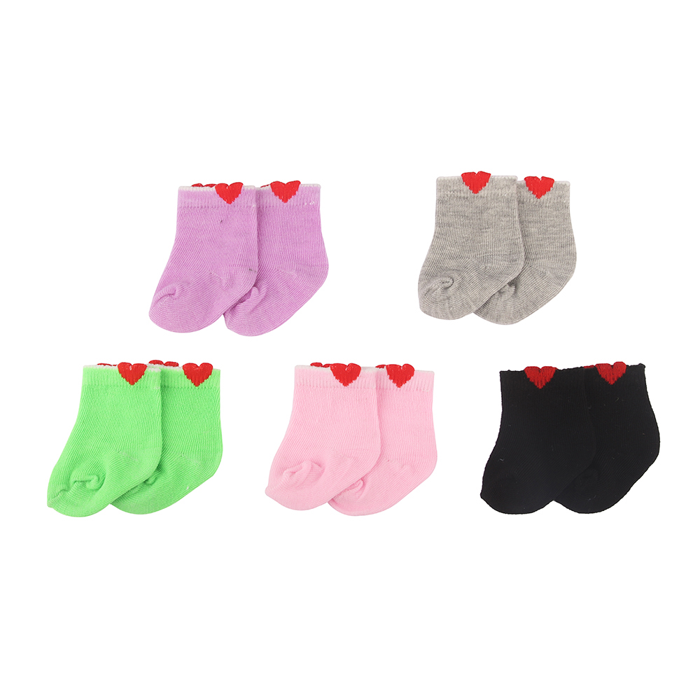 かわいいハート人形靴下カラフルな綿ニット靴下 43 センチメートル赤ちゃん新生児 & OG、アメリカ 18 インチ女の子、ロシア、1/3BJD 人形ギフトおもちゃ