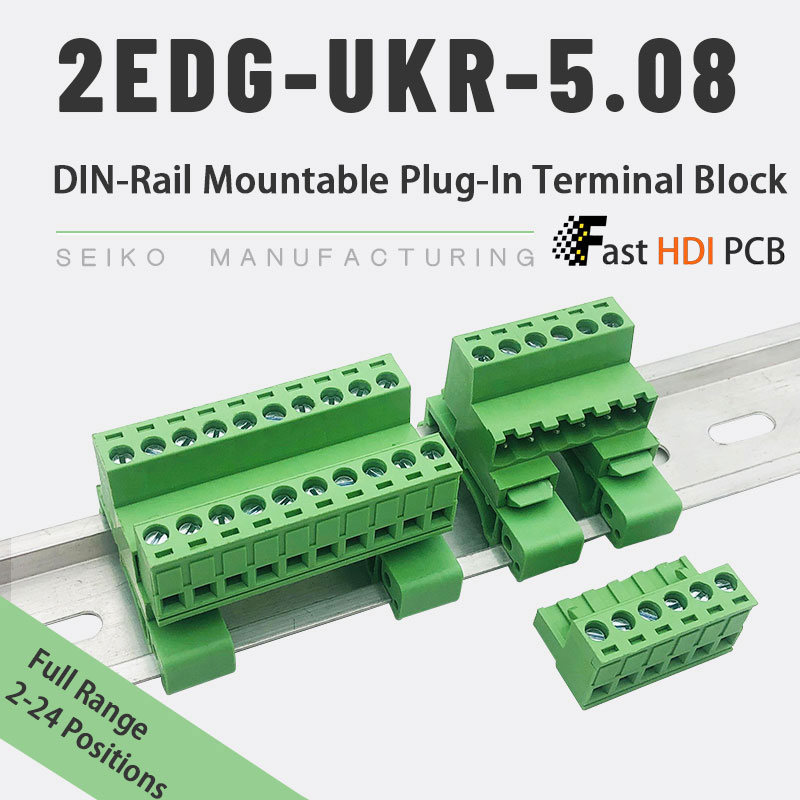 Полный комплект клеммных блоков DIN-рейки 2-24P / Клеммная колодка 5.08мм / Медный сплав 10А 300В / PA66 UL94 V0 / Винтовой зажим с корпусом
