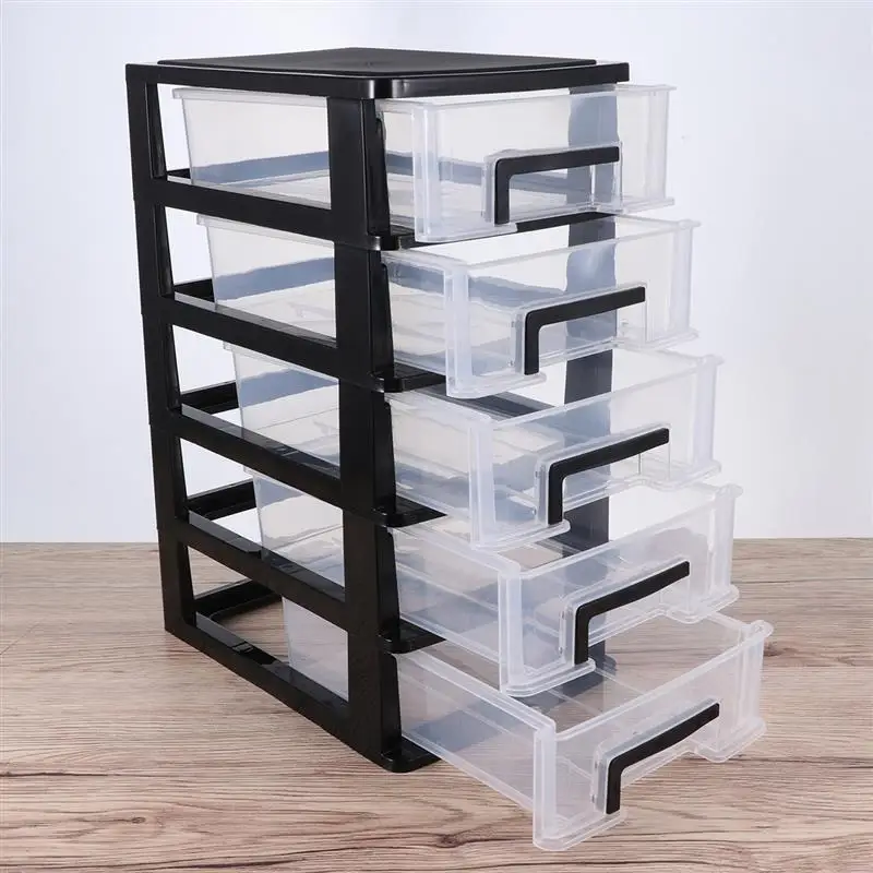 1pc  5/4/3/ Layer Clear Plastic Storage Cabinet Drawer Type Closet Desktop Storage Case Tiered Sundries Organizer Storage Box