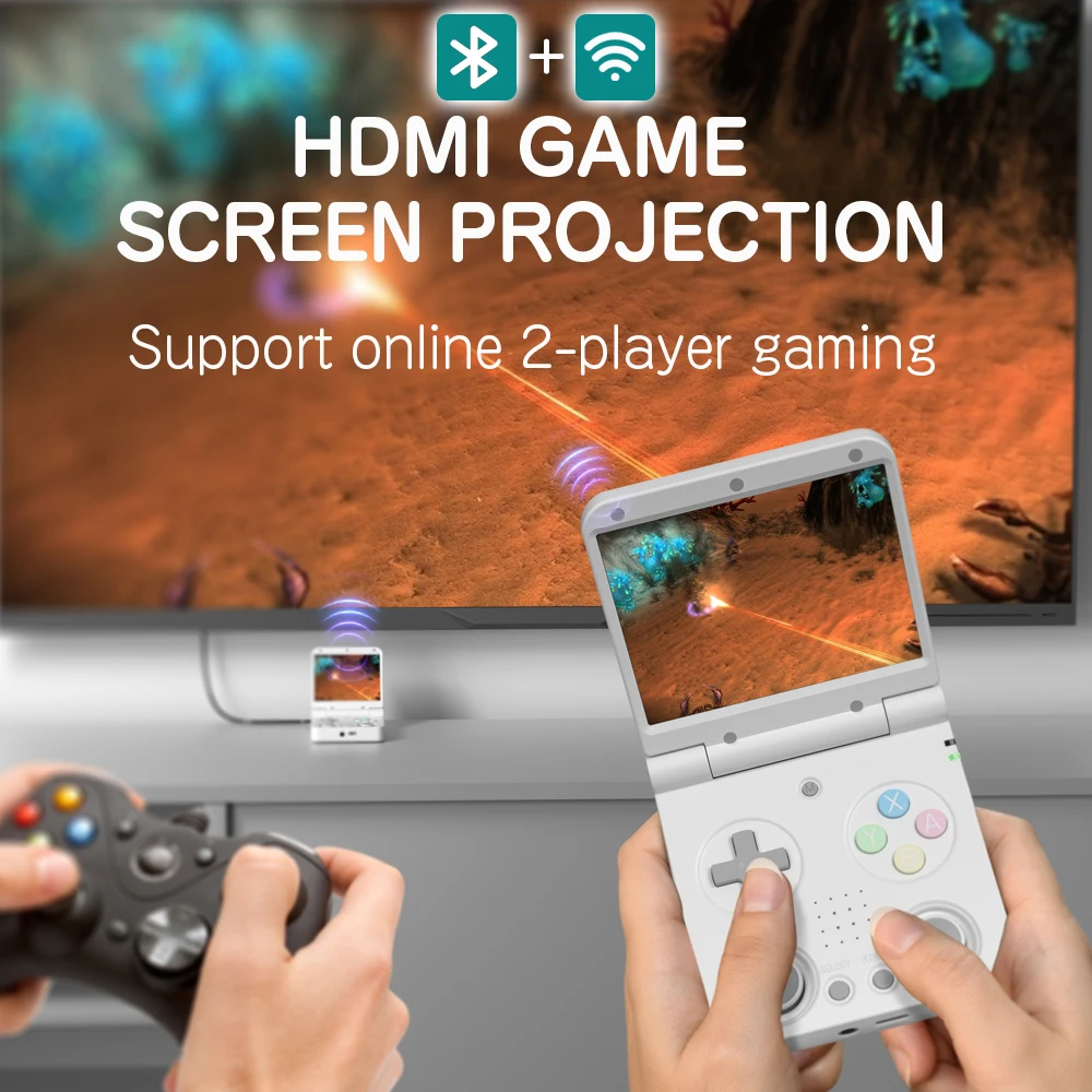 MIYOO Flip V2 Retro Handheld Game Console With Metal Hinge 3.5''IPS Screen Compact Portable Game Machine Dual analog sticks Gift