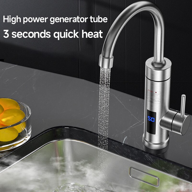Instant Water Heater Faucet Tankless Heaters Kitchen Hot Water Tap Bathroom Heating Electric 220v Stainless Steel Shell