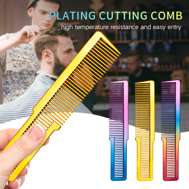 Peine profesional de corte de pelo electrochapado, herramienta de estilista, accesorios de peluquería, antiestático, 3 colores