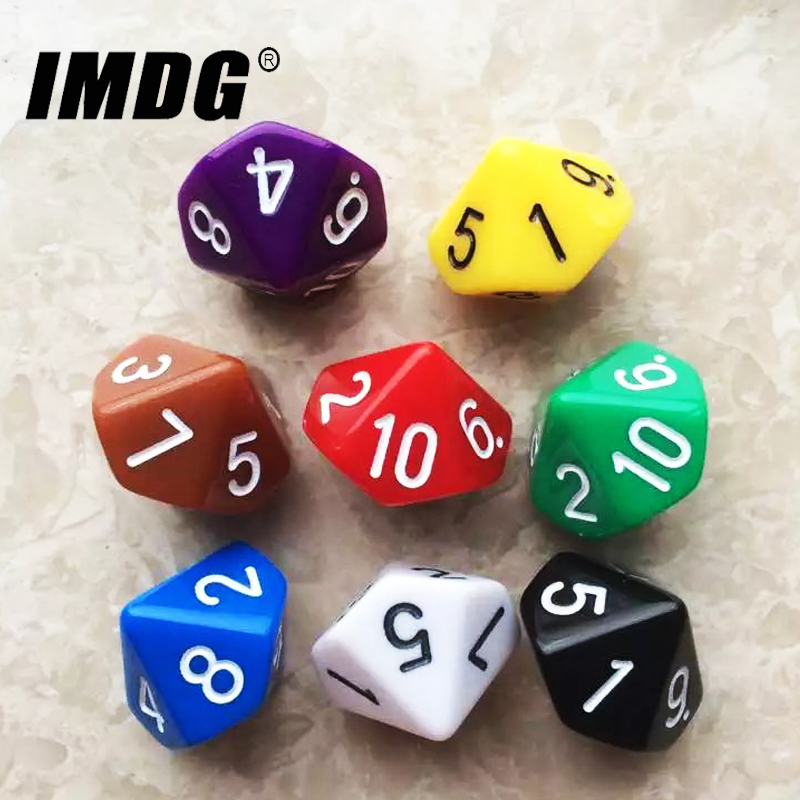 10 Cái/gói D10 Xúc Xắc (1-10) Acrylic DND Trò Chơi Xúc Xắc Chất Lượng Cao Boutique Nhiều Màu Sắc Chắc Chắn Xúc Xắc