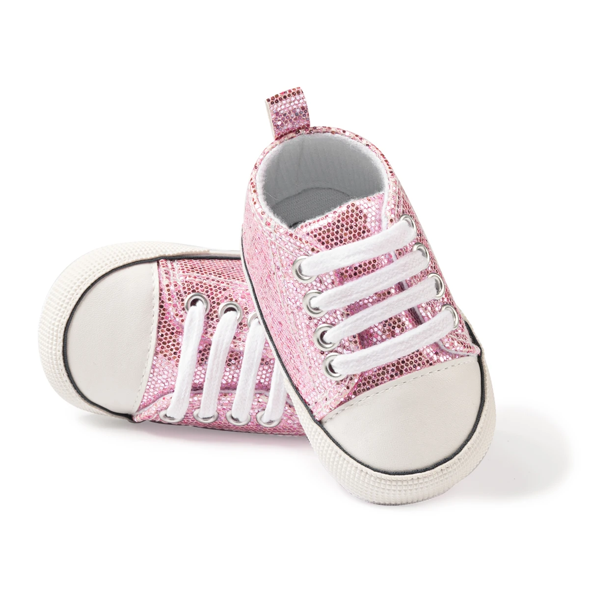 Sapatos de bebê recém-nascido clássico lantejoulas sapatos de lona algodão e antiderrapante infantil tênis casuais primeiro par de sapatos da criança 0-18m