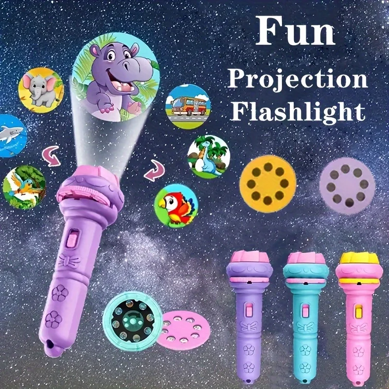 hot selling 1pc Fun Projection Flashlight: Stimulate Imagination with 32 Patterns And 4 Cards - Suitable for Ages 3-12 children