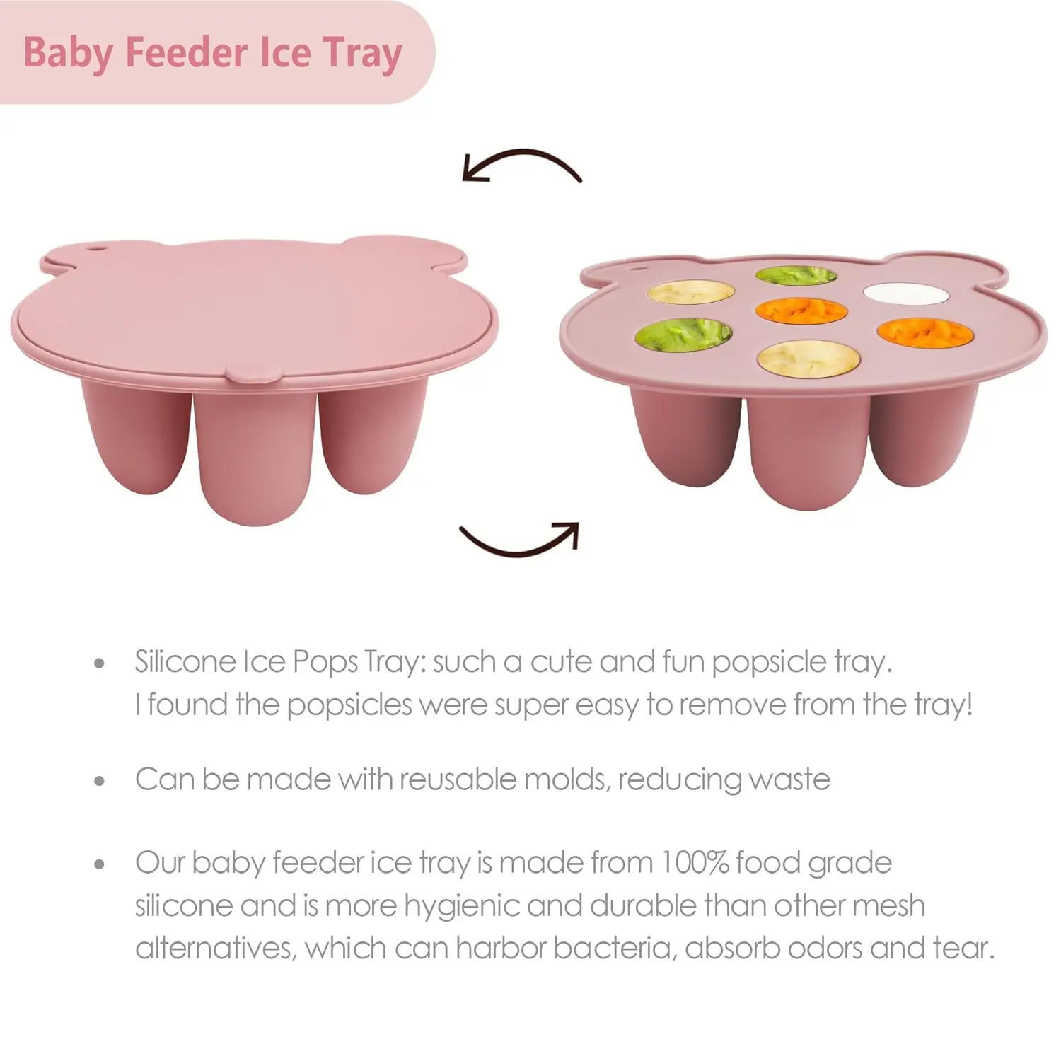 2pcs ชุดหมี Bites ผลไม้ Feeder ให้นมบุตรตู้แช่แข็งถาดอาหารซุปซิลิโคนตู้แช่แข็งถาดซิลิโคน Popsicle แม่พิมพ์