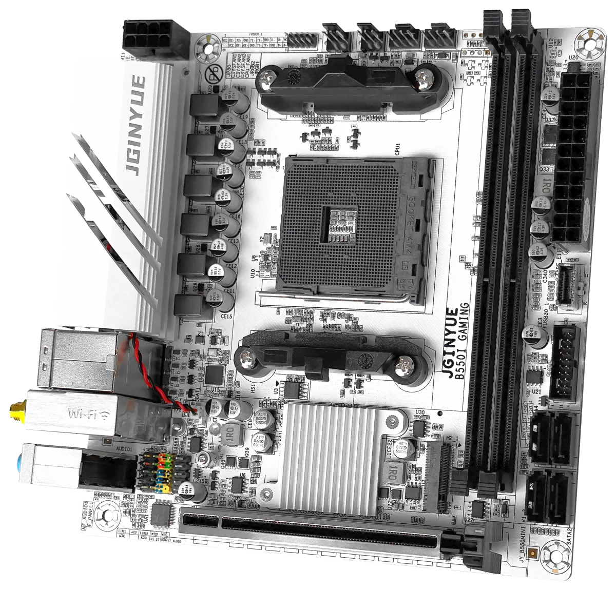 Das JGINYUE AMD B550 AM4 Mini ITX Motherboard unterstützt Ryzen R5 4000/5000 Serie Prozessoren DDR4 RAM PCI-E 4.0 B550i GAMING