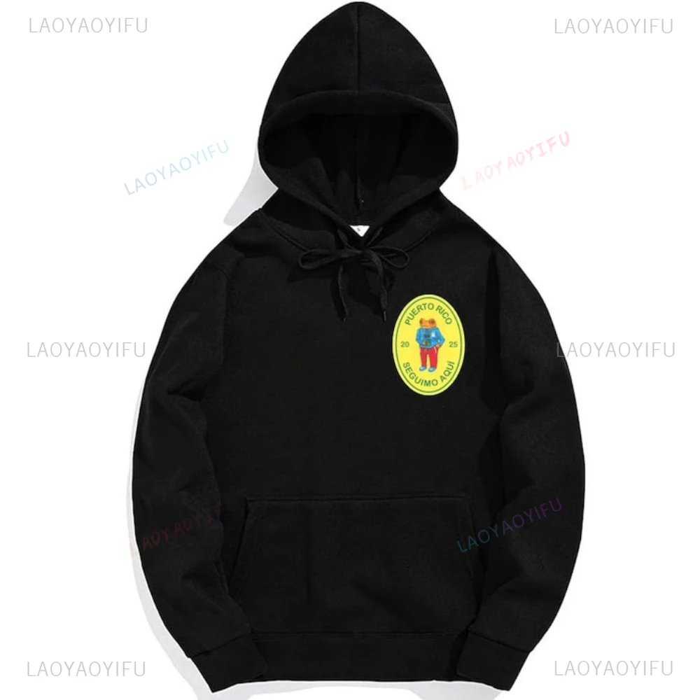 Bad Bunny Debi Tirar Mas Fotos Frosch Grafik Sweatshirt Mode Hip-Hop Hoodie Frau Mann Schwarz Puerto Rico Drop Shoulder Pullover