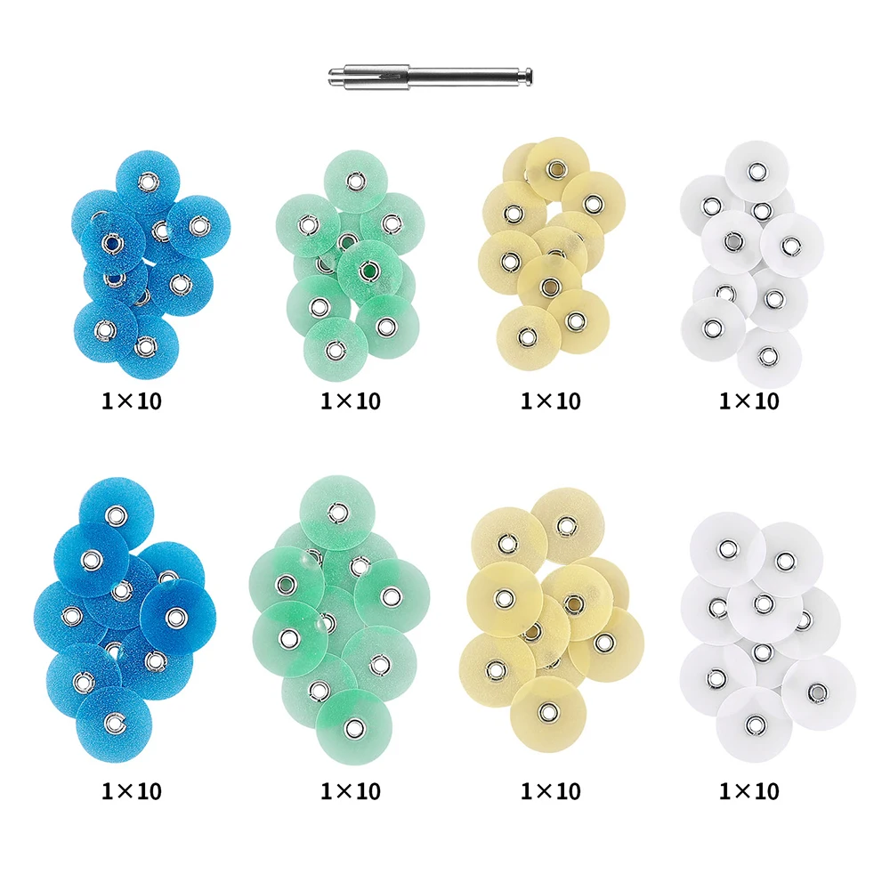 JoyDental 40/80 Chiếc Đánh Bóng Răng De Polimento Đĩa Tổng Giảm Contouring Mandrel Sọc Bộ Nha Khoa Chất Liệu