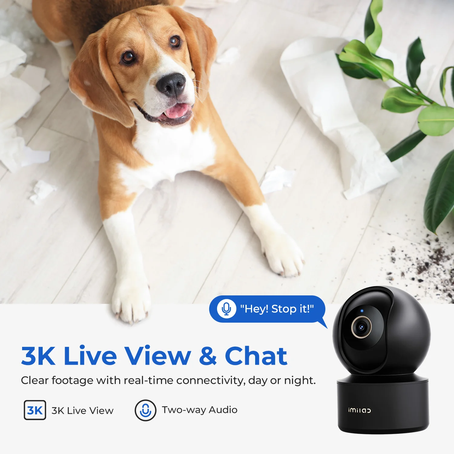 IMILAB WiFi 6 Cámara de monitor de bebé para interiores con detección de IA Visión nocturna Audio bidireccional 360 °   PTZ para Seguridad Infantil C21/C22