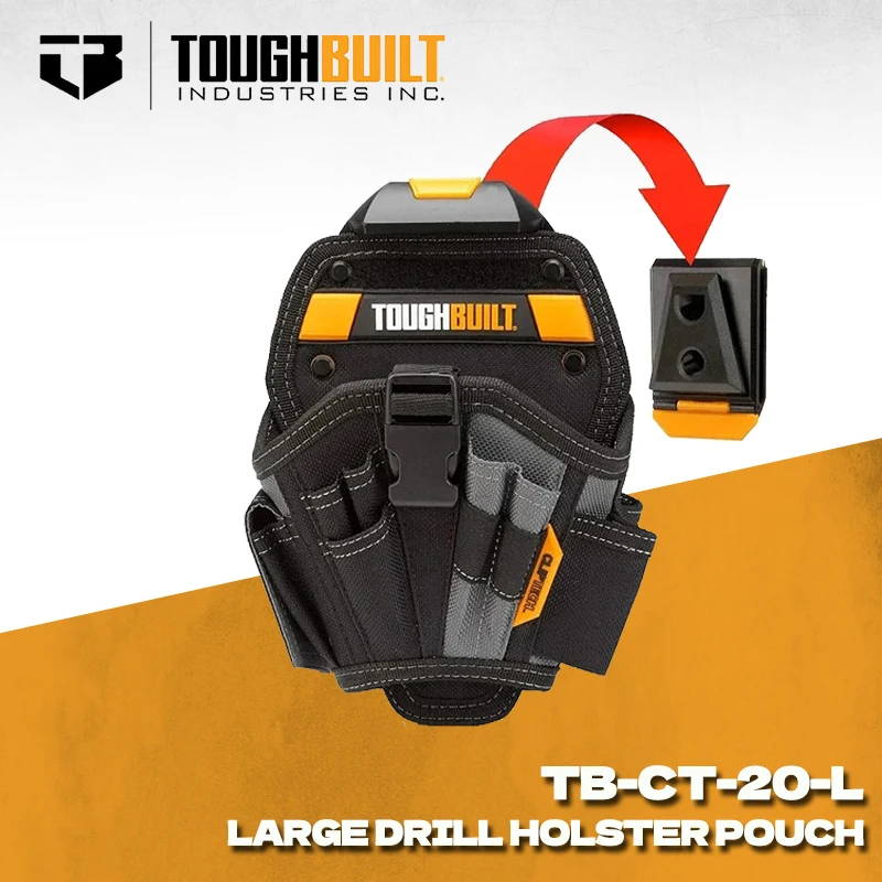 TOUGHBUILT TB-CT-20-L Large Drill Holster Pouch Bit Pouch for Tool Belt Hand Drill Special Belt Bag Portable Tool Bag