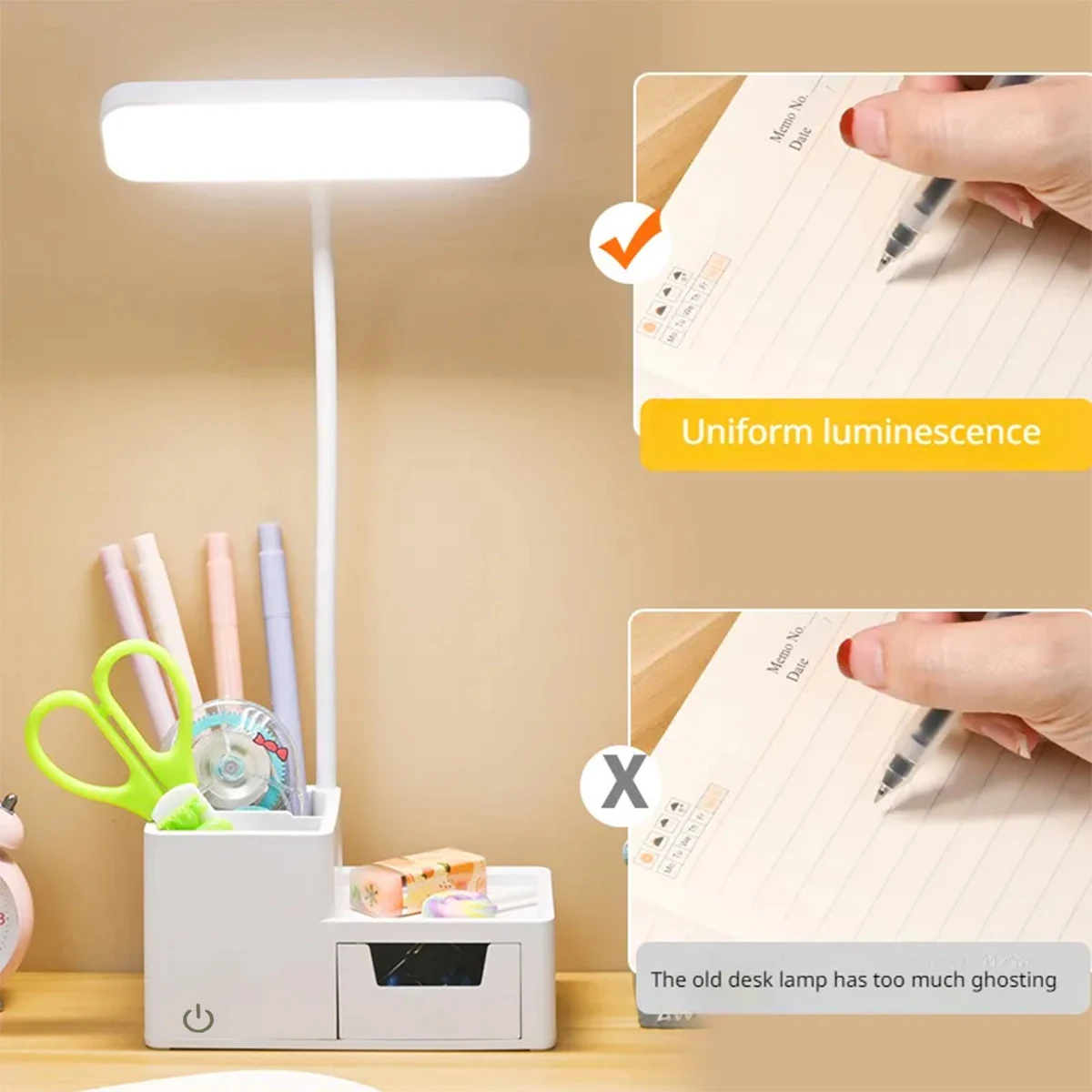 Lámpara LED de escritorio táctil, luz nocturna regulable de 3 niveles, recargable por USB, protección ocular, lámpara de mesa plegable, lectura de cabecera de dormitorio