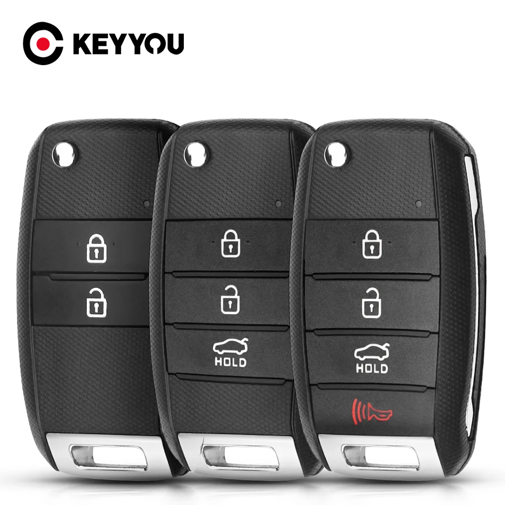 KEYYOU 2/3/4BT Flip Remote Auto Schlüssel Shell Für Kia Carens Ceed Rio Sportage Optima Sorento Cerato Soul Forte Seltos Fob Gehäuse