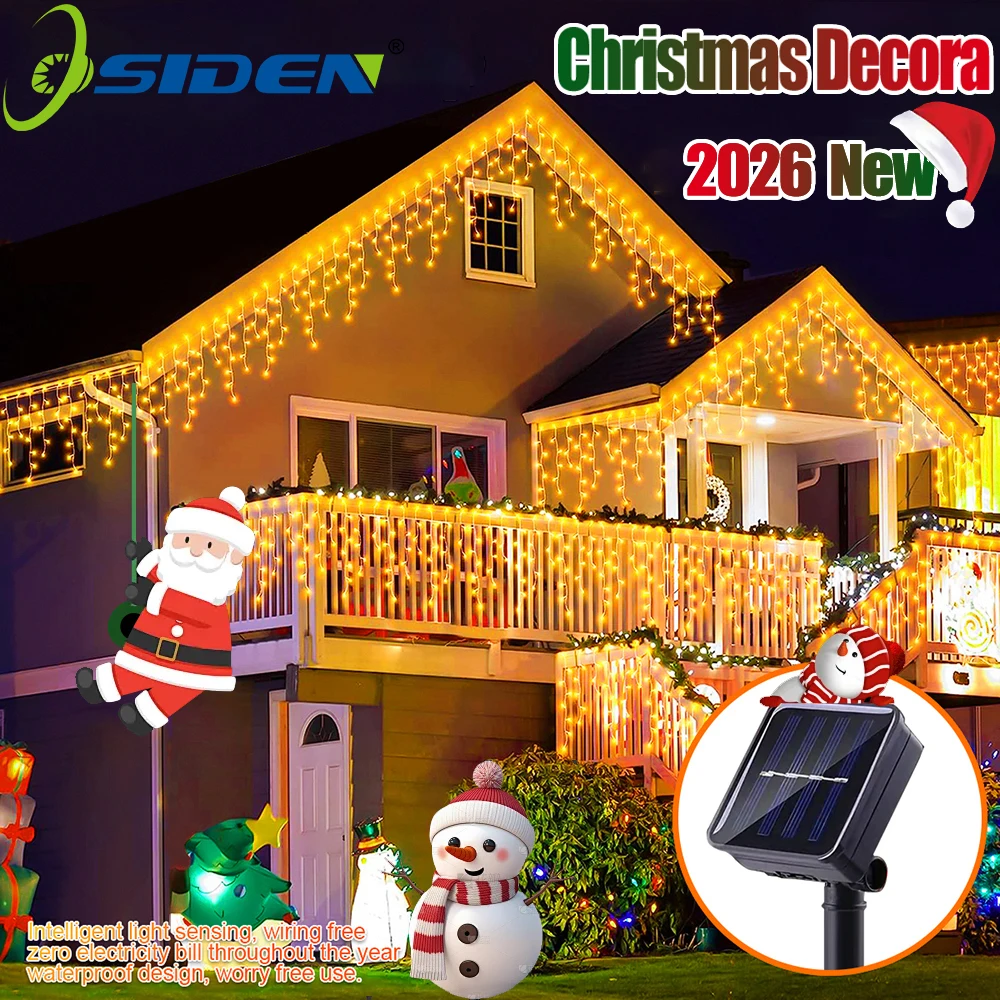 3.5M/7.5M 160Led Luci della stringa del ghiacciolo solare Indoor Outdoor Impermeabile Decorazioni natalizie Luce Cortile Giardino Festa Tenda di luce
