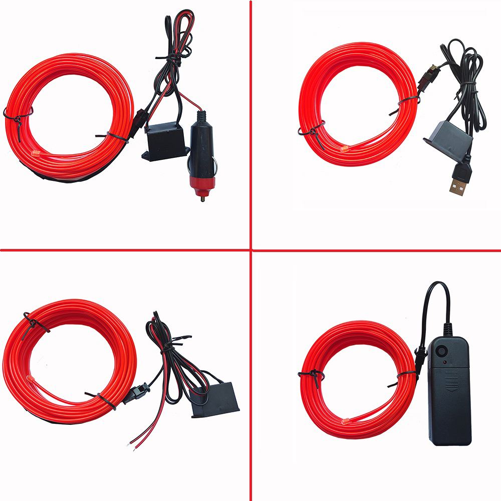 Luces LED interiores para coche, 1/2/3/4/5M, con luces de neón flexibles con unidad USB, estilo novedoso, luces LED ambientales, estilo de coche, 12V