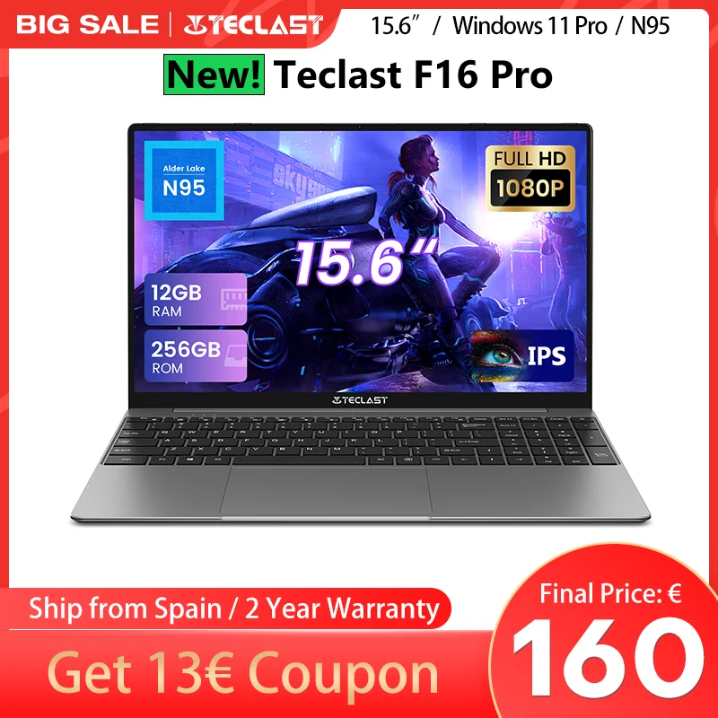 Teclast F16Pro Laptop da 15,6 pollici, 12Gb Ram+256Gb Rom/16Gb Ram+512Gb Rom, 1920X1080, per Intel N95, tastiera retroilluminata, mini-hdmi