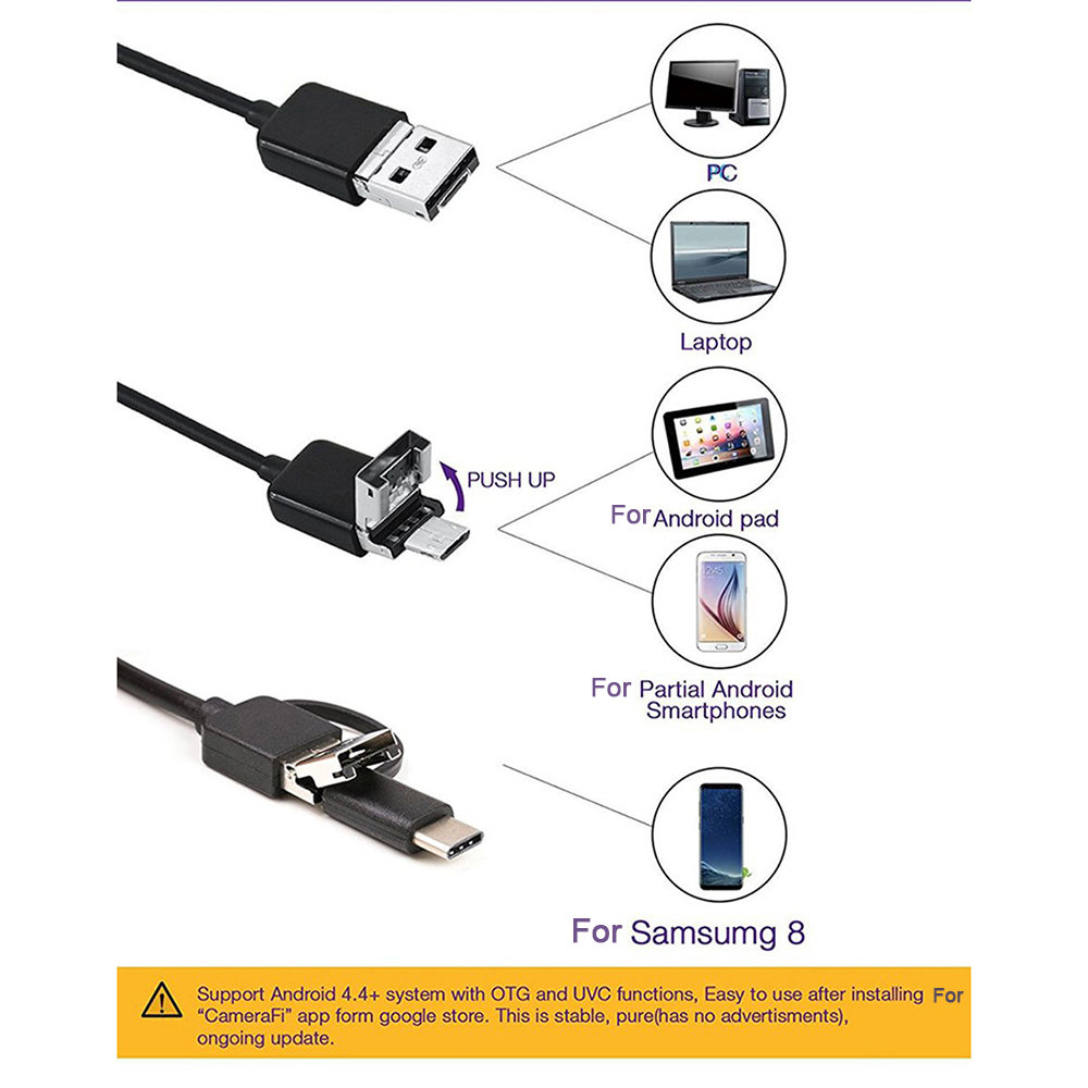 Эндоскопическая камера для мобильного телефона, программный USB-мини-эндоскоп с 6 светодиодными лампами, 7 мм, 3 в 1, TYPE-C, водонепроницаемый для Android