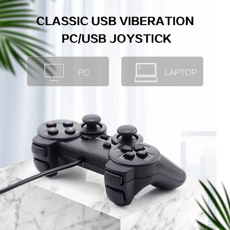 Vibration Joystick Wired USB PC Controller For PC Computer Laptop For WinXP/Win7/Win8/Win10 For Vista Black Gamepad