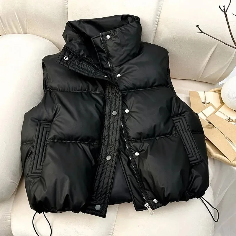 2025 novas mulheres inverno quente colete senhoras sem mangas gola casacos quentes outerwear casual leve puffer colete jaquetas