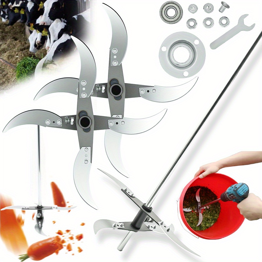 Multifunctional Grass Cutting Blade Set Edges Vegetable Chopping Tool Stainless Steel Rust-Resistant Blades Farm/Home Gardening