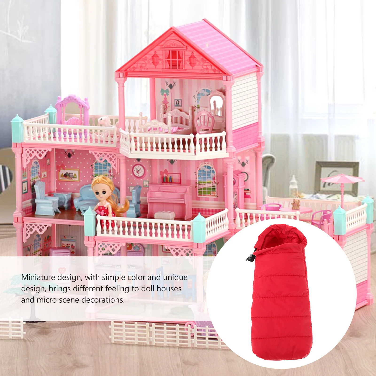 Mainan Berkemah Miniatur Realistis: Kantong Tidur Portabel Dengan Tali Gantung Untuk Dekorasi Adegan Bermain Peran Rumah Boneka