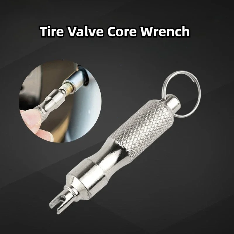 Chave de fenda universal para reparo de pneus, chave de válvula à prova de ferrugem de aço inoxidável com chaveiro para carro, motocicleta, reparo de emergência na estrada