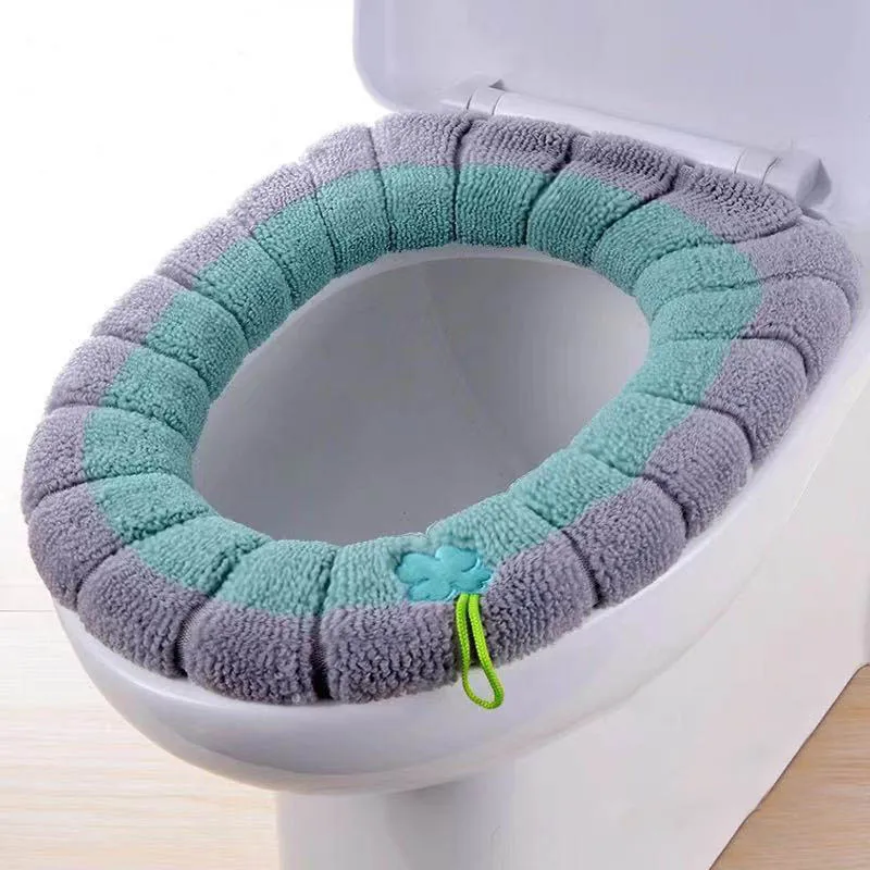 Warmer Toilettensitzbezug, bequem, dick gestrickt, O-förmig, universelles Badezimmer, waschbares Toilettenkissen, Closestool-Matte, Pad-Abdeckung