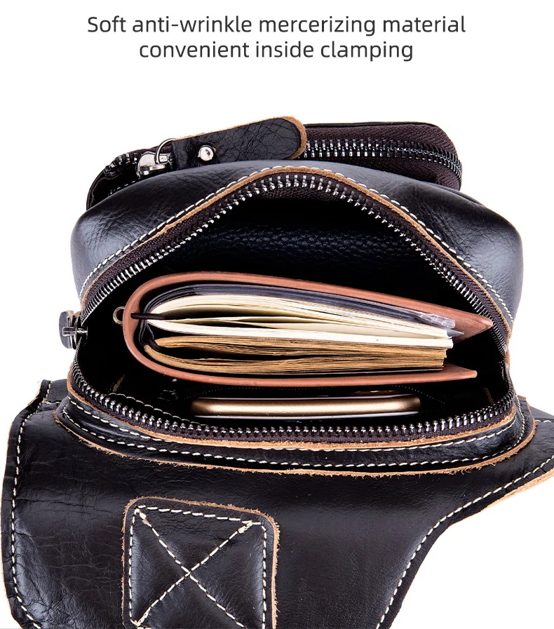 Nam Ngực Túi Da Ngẫu Da Bò Chính Hãng Thể Thao Đeo Chéo Túi