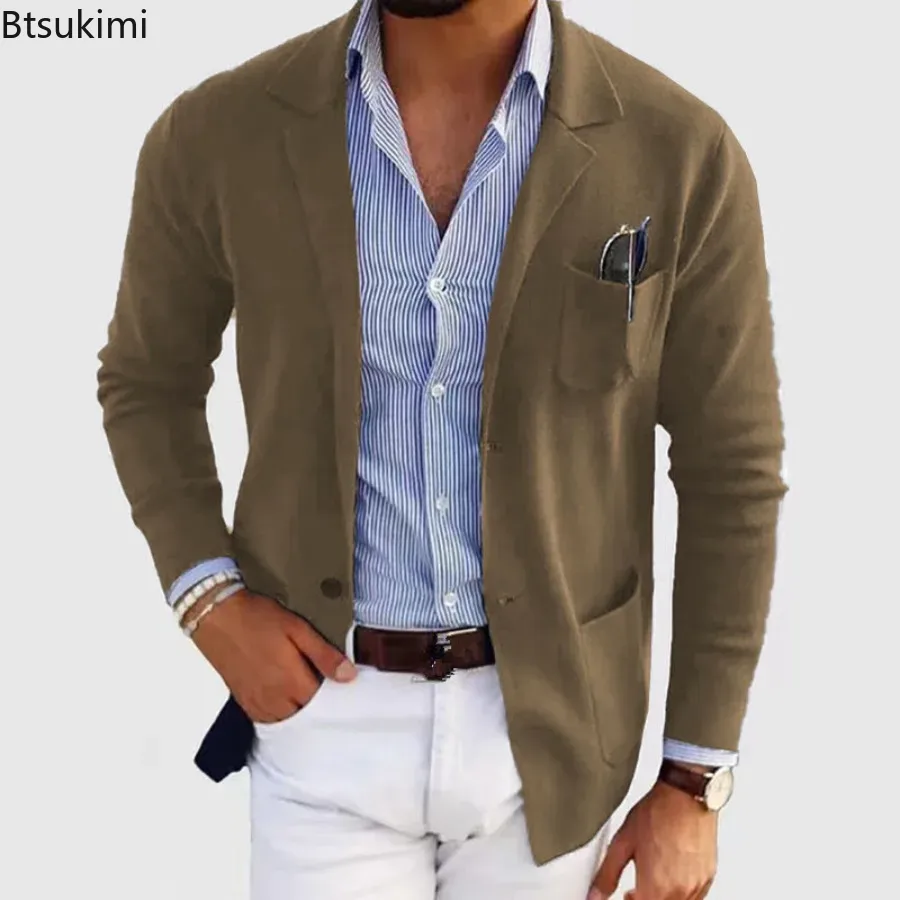2025 Nieuwe mannen Blazer Jassen Mode Slim Fit Solid Single-breasted Pak Jassen Business Casual Bovenkleding Bruiloft Pakken voor Mannen