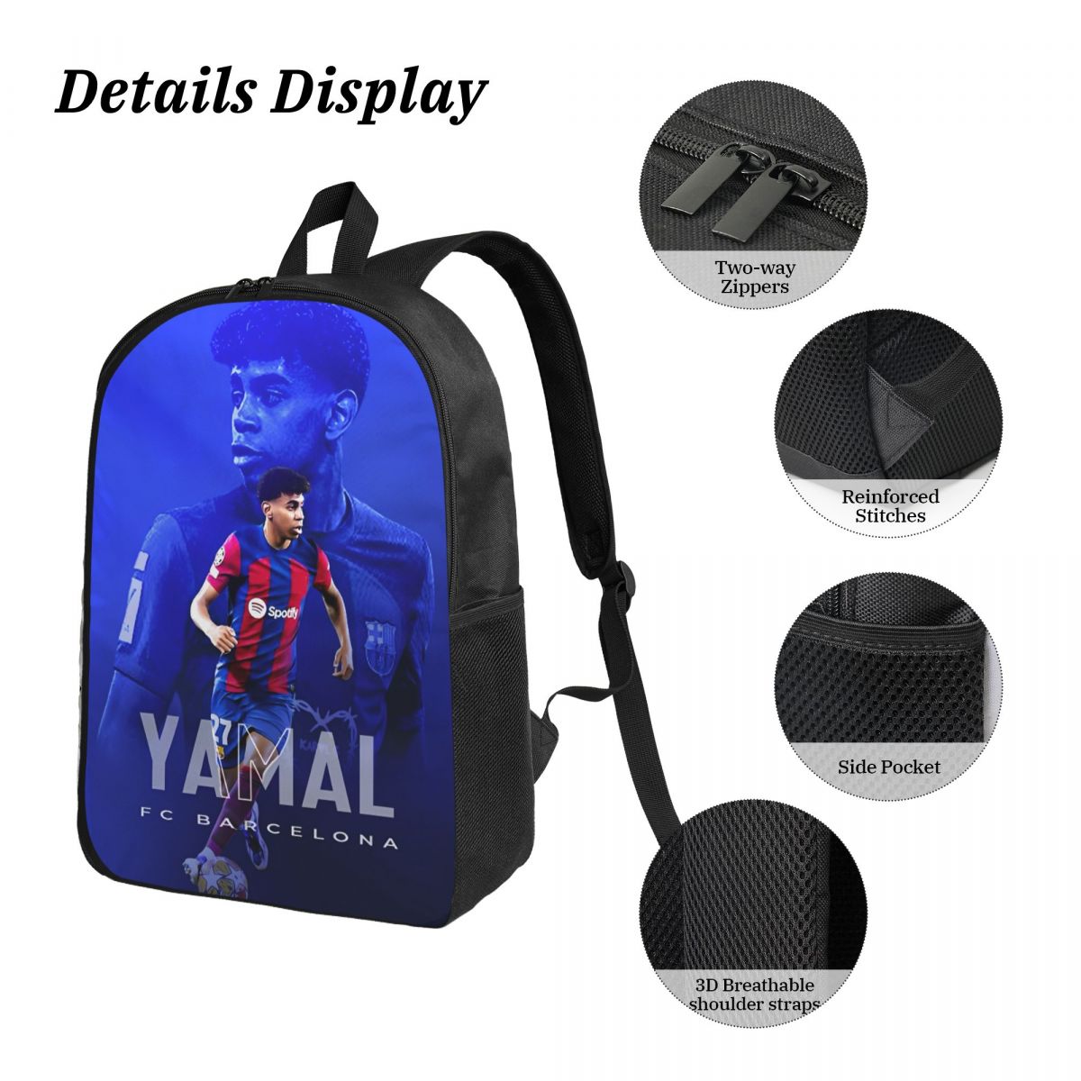 3点セット ラミネ Y-Yamalテーマ リュックサック キッズ サッカー スター ペンケース ブックバッグ ランチボックス付き 学校 学生 デイパック