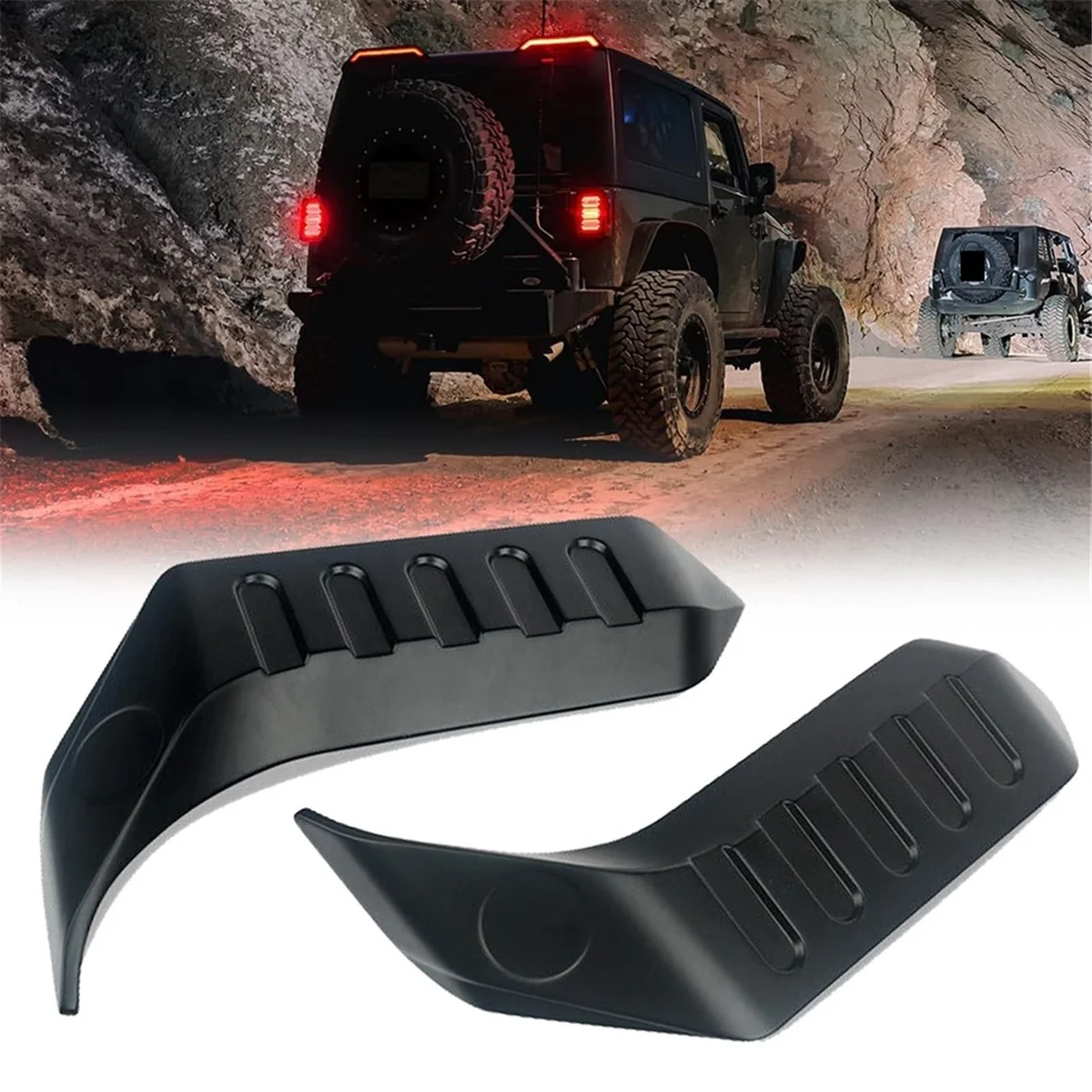 Untuk Jeep Wrangler Jk 2007-2023 lampu atap belakang, Spoiler lampu atap belakang Splitter Top Flange Tail Wing, US